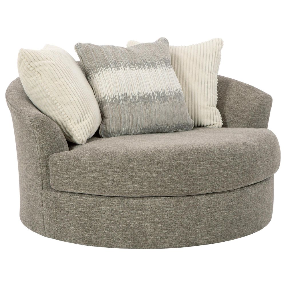 Ashley Creswell Oversized Swivel Accent Chair in Stone, , large