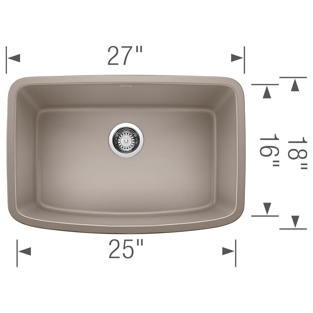 Blanco Valea 27&quot; Single Bowl Kitchen Sink in Truffle, , large