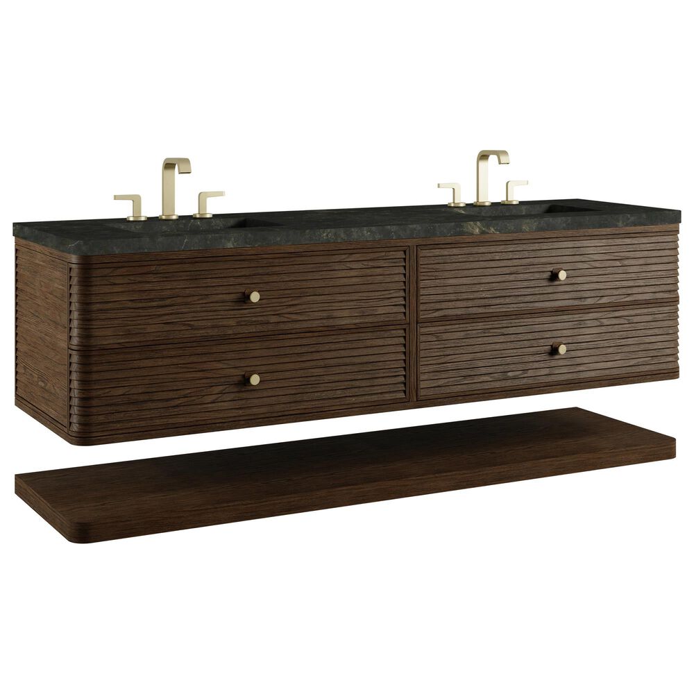 James Martin Allamari 72" Double Bathroom Vanity in Sable with 3 cm Phantome Eclos Top and Rectangular Sinks, , large