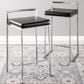 LumiSource Fuji Stackable Counter Stool with Black Faux Leather in Brushed Stainless Steel (Set of 2), , large