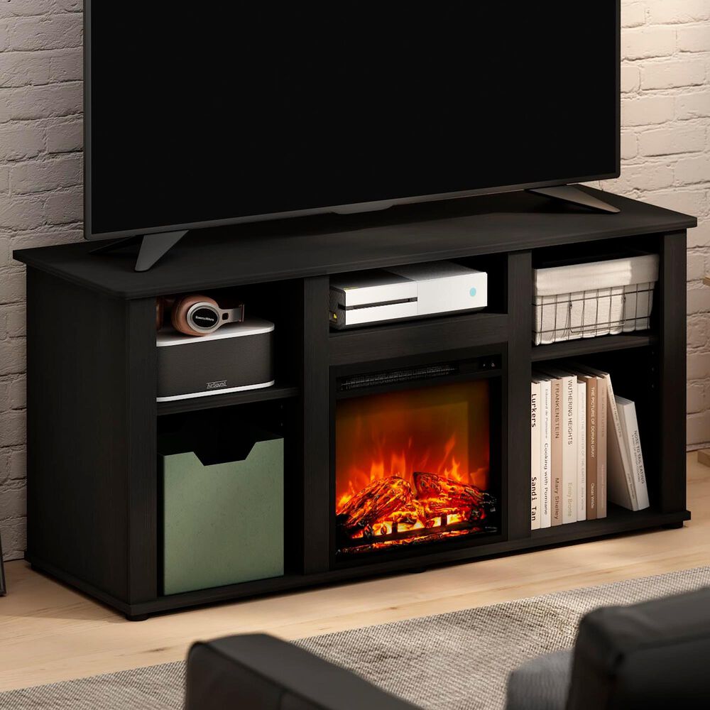HOMLUX 47" Rectangular TV Stand with Electric Fireplace in Americano, , large