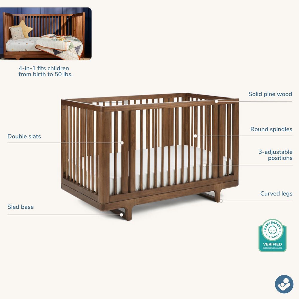 Maxi Cosi Embraced Forms Convertible Crib and Dresser 2-Piece Nursery Set in Chestnut, , large