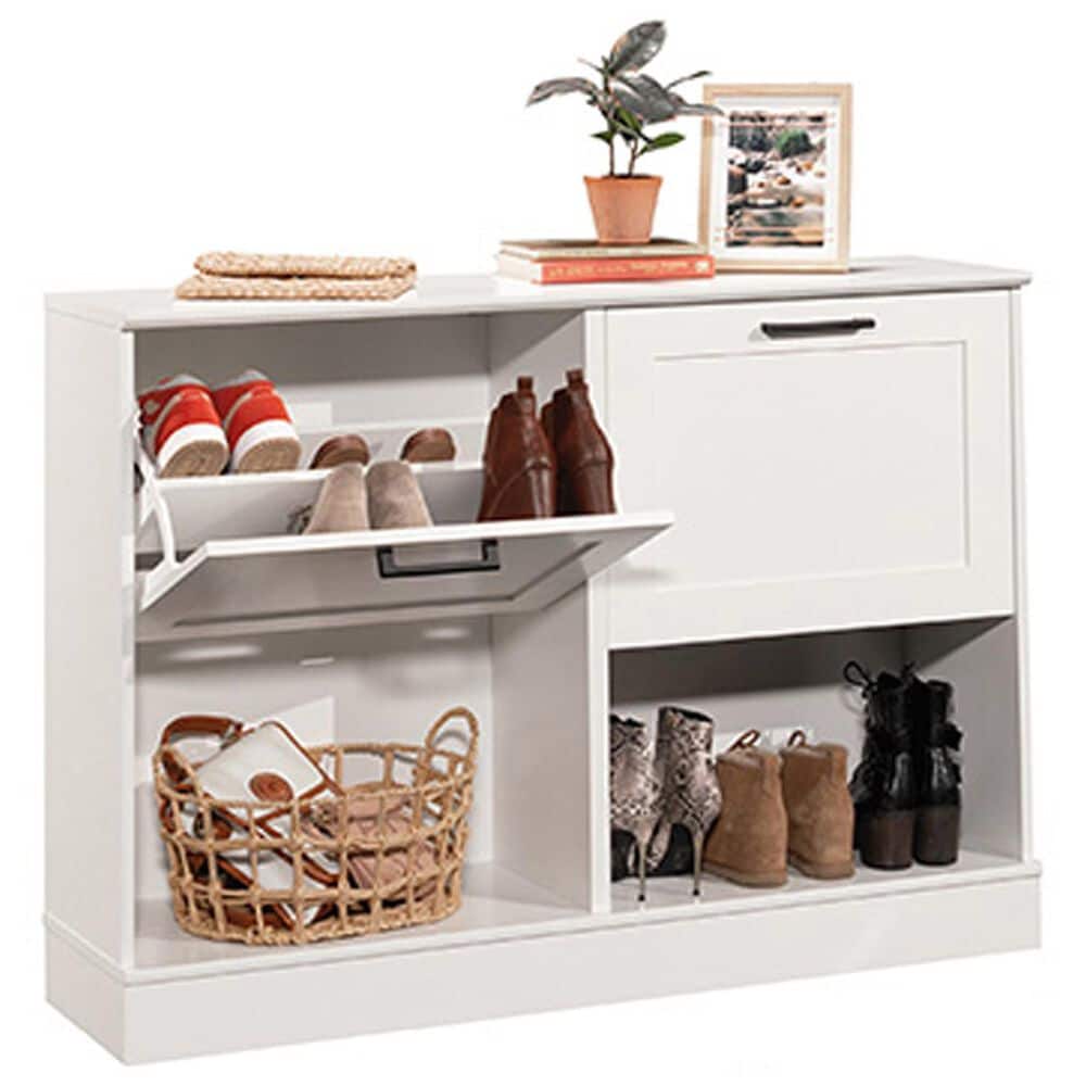 Sauder Homeplus 47" Shoe Cabinet with Flip Door in White, , large