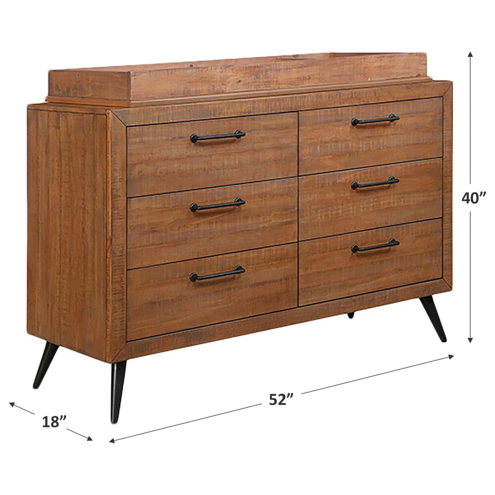 Evolur Stilnovo 6-Drawer Dresser with Changer Top in Sugar Cane, , large