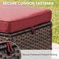 Sunwell Garden Outdoor Ottoman with Brown Rattan in Red (Set of 2), , large