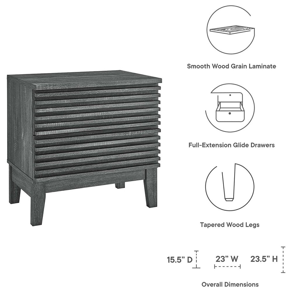 Modway Render 2 Drawer Nightstand in Charcoal, , large