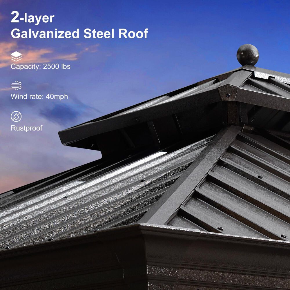 HOMLUX 12'X16' Hardtop gazebo with double roof in Bronze, , large