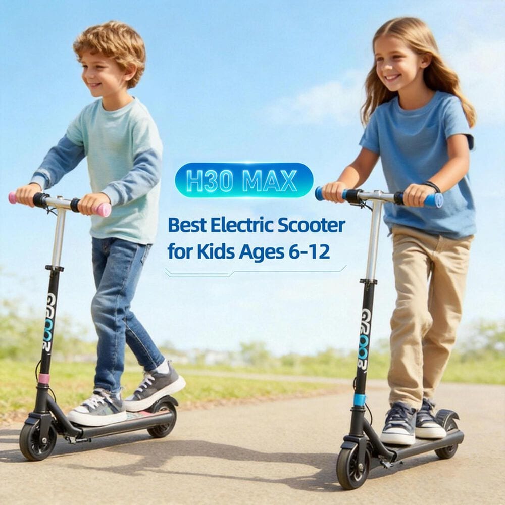 HOMLUX Kids Electric Scooter with 6" Tires in Black, , large