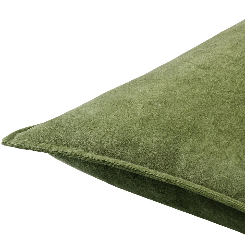 Surya Cotton Velvet 22" Square Throw Pillow in Medium Green, , large