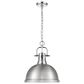 Golden Lighting Duncan 1-Light Pendant with Chain and Pewter Shade in Chrome, , large