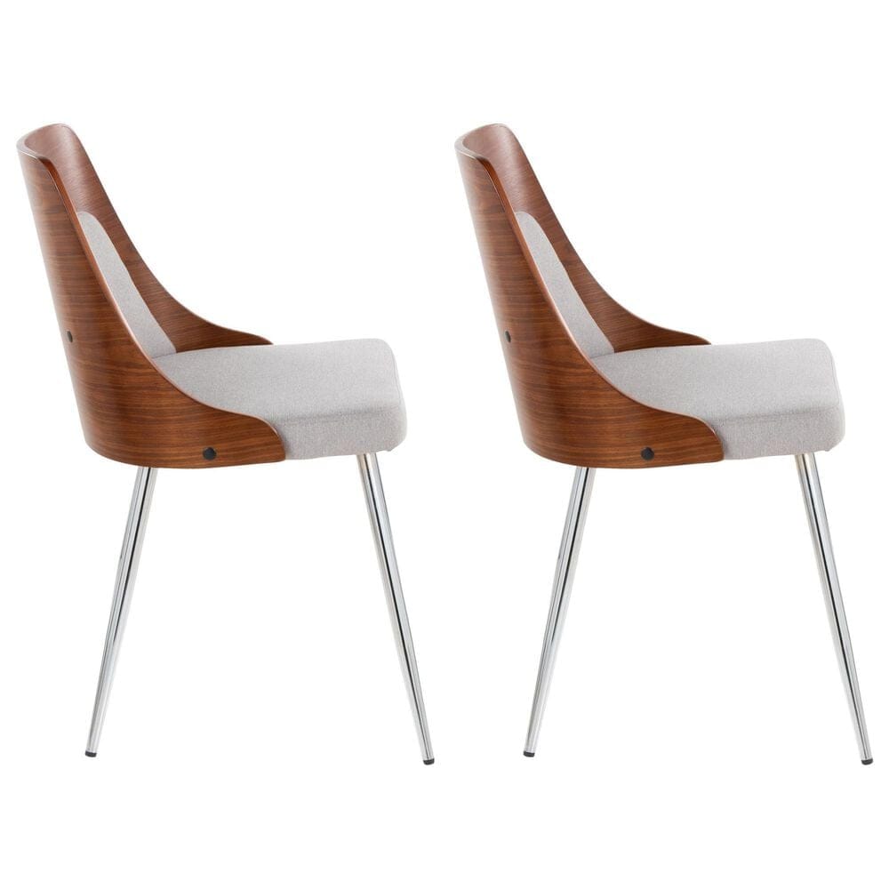 Lumisource Anabelle Side Chair with Grey Cushion in Chrome and Walnut &#40;Set of 2&#41;, , large