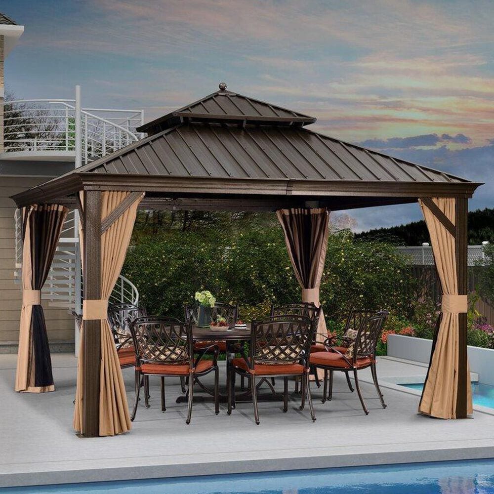 HOMLUX 12' x 12' Hardtop gazebo with double roof in Bronze, , large