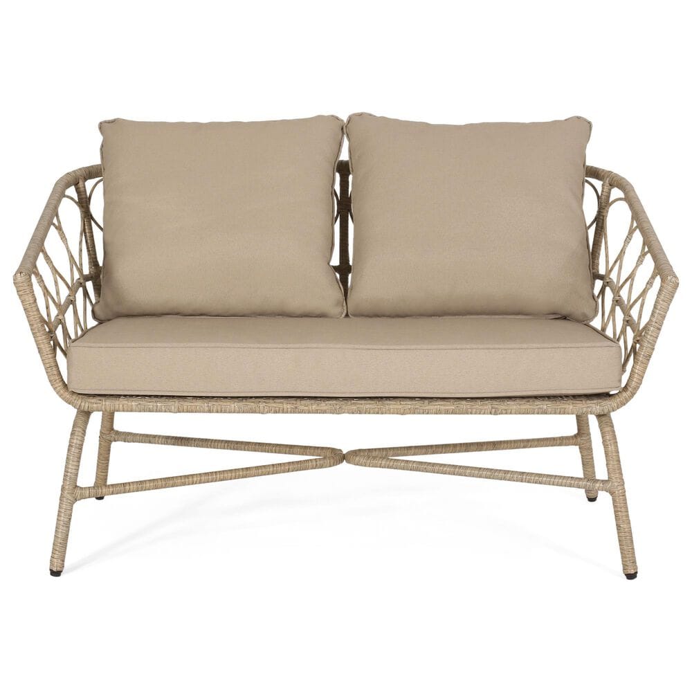 Hearth and Haven Bruce Outdoor Loveseat with Cushions in Brown, , large