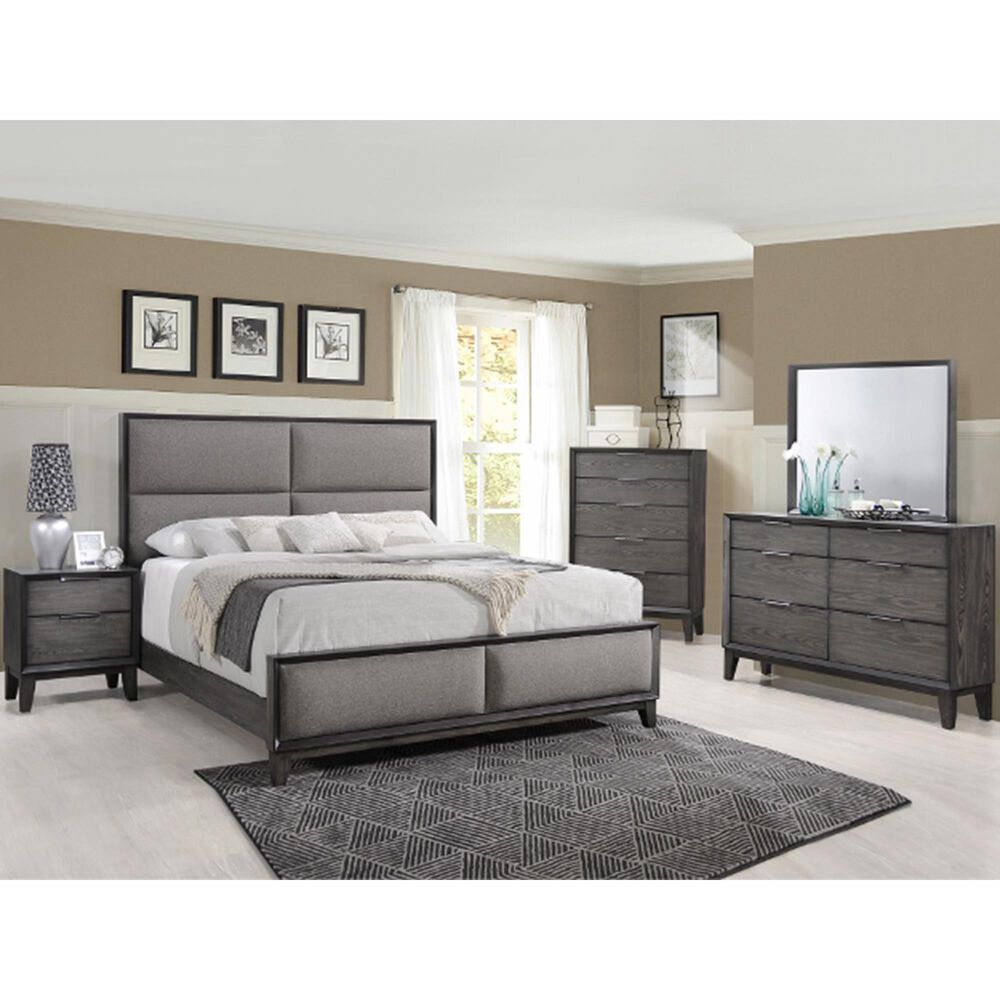 Claremont Florian 4 Piece King Bedroom Set in Brown with Gray Wash