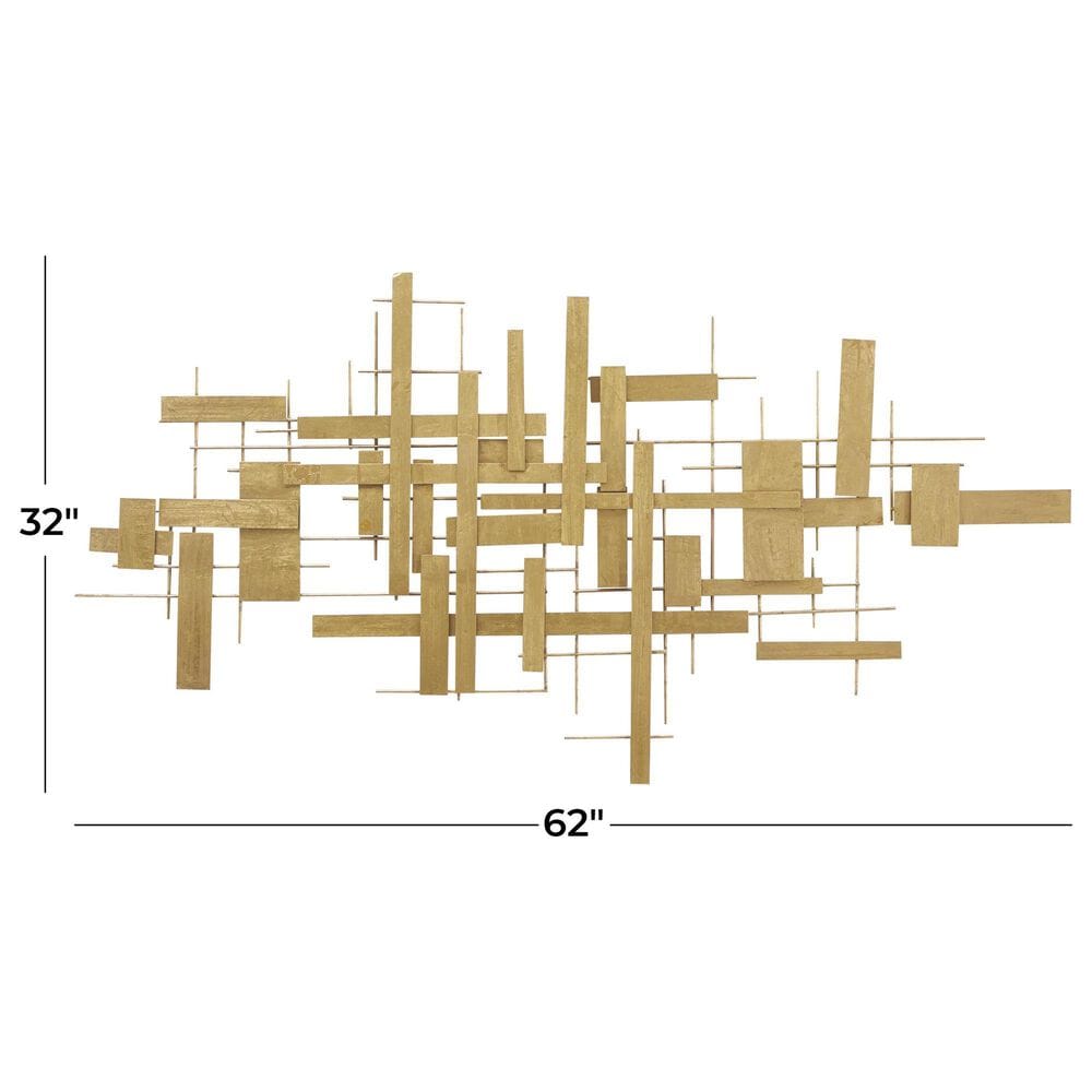 Maple and Jade 32&quot; x 62&quot; Geometric 3D Stripes Wall Decor in Satin Gold, , large