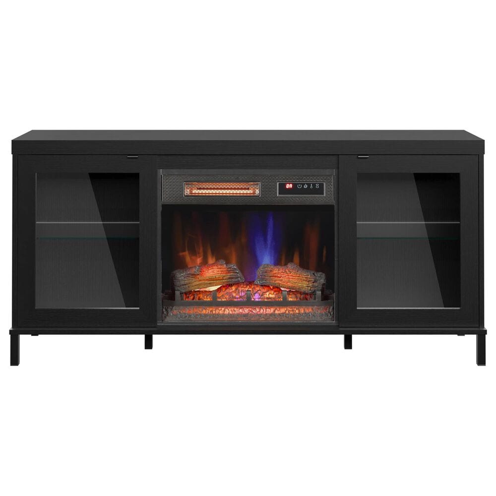 Classic Flame 56" TV Stand with Electric Fireplace in Black, , large