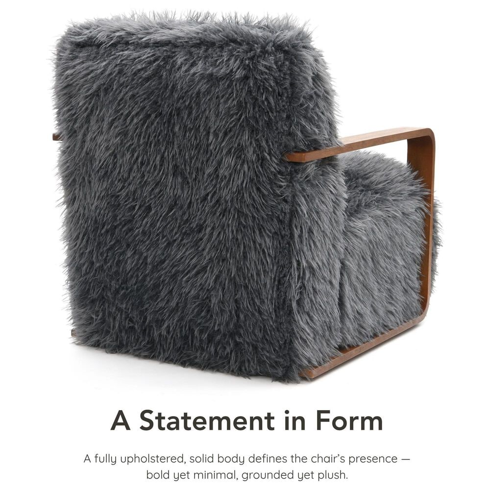 Furniture of America Neyra Long-Haired Accent Chair in Charcoal Gray, , large