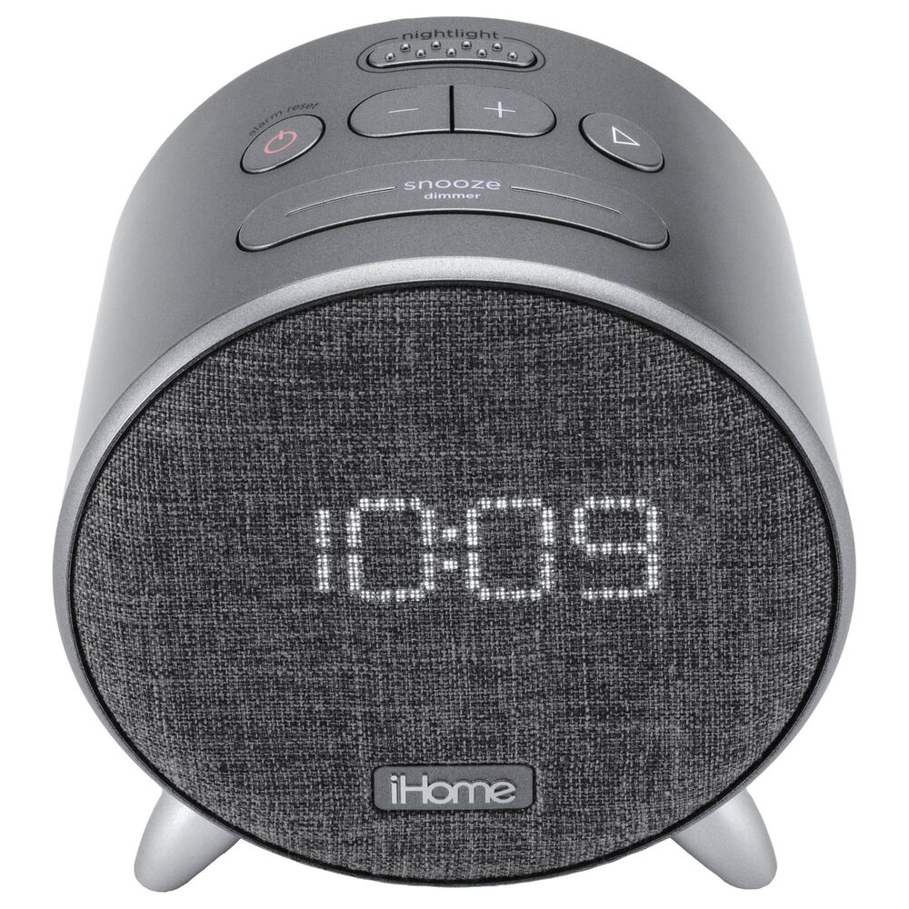 iHome Bluetooth Alarm Clock with Dual USB Charging and Ambient Light in Grey, , large