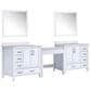 Lexora Home Coraline 102" Double Bathroom Vanity in Navy Blue with White Carrara Marble Top, Rectangular Sinks and 34" Mirrors, , large