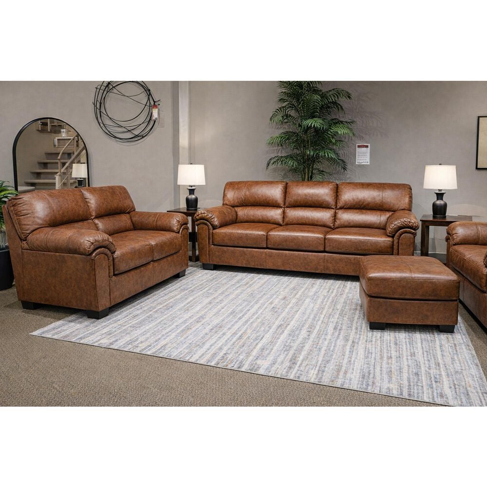 Ashley WillowBend Stationary Loveseat in Caramel, , large