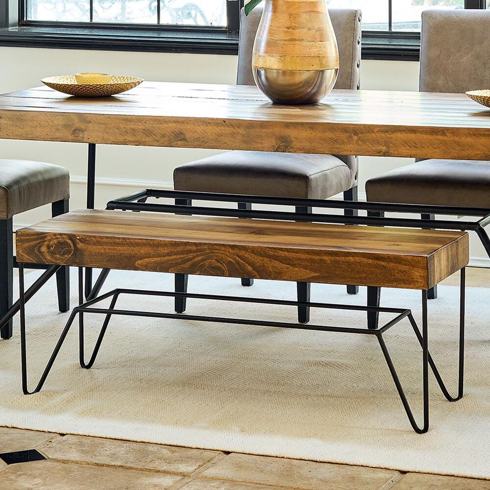 Mayberry Hill Cruz Bench in Black and Natural Pine, , large
