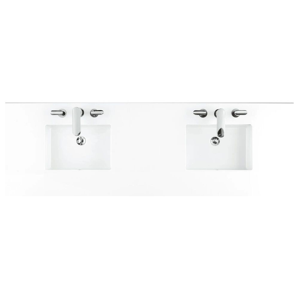 James Martin Vanities Breckenridge 72&quot; Double Bathroom Vanity in Bright White with 3 cm White Zeus Quartz Top and Rectangular Sinks, , large