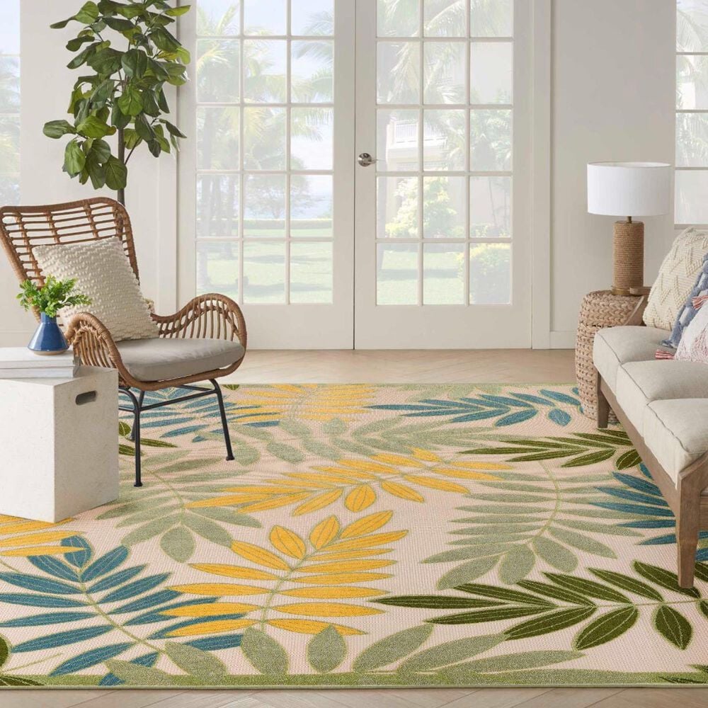 Nourison Aloha Nature 10&#39; x 14&#39; Green and Multicolor Indoor/Outdoor Area Rug, , large