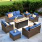 HOMLUX 7-Piece Patio Conversation Set with Fire Pit Table in Navy Blue, , large