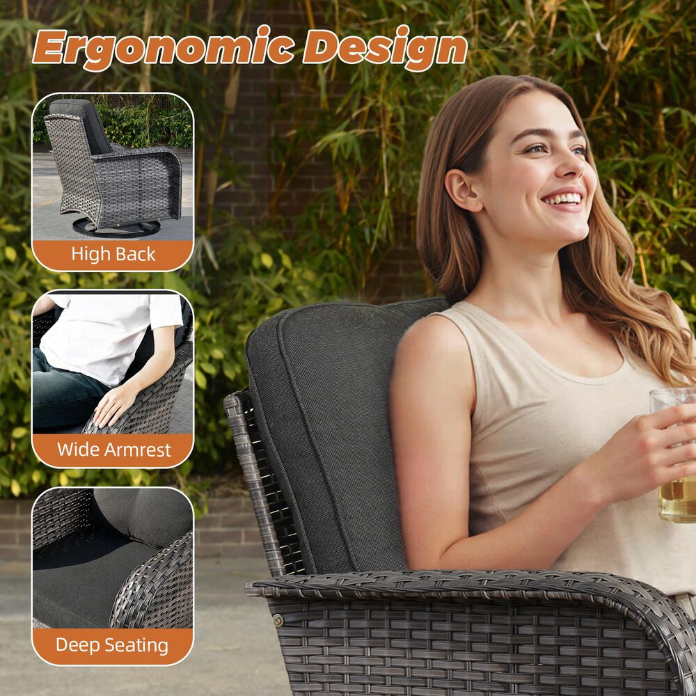 HOMLUX 6-Piece Patio Conversation  Set in Black, , large