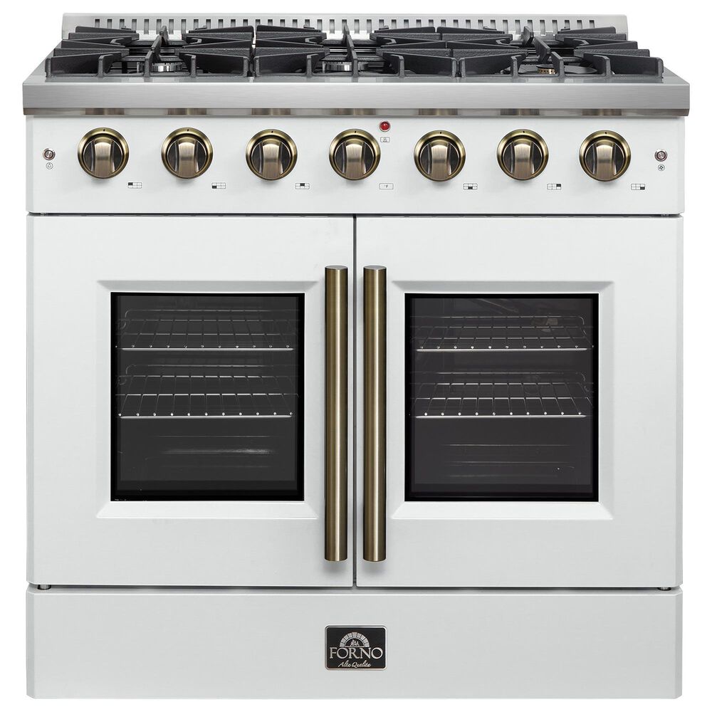 Forno Galiano 36" Freestanding French Door Gas Range in White, , large