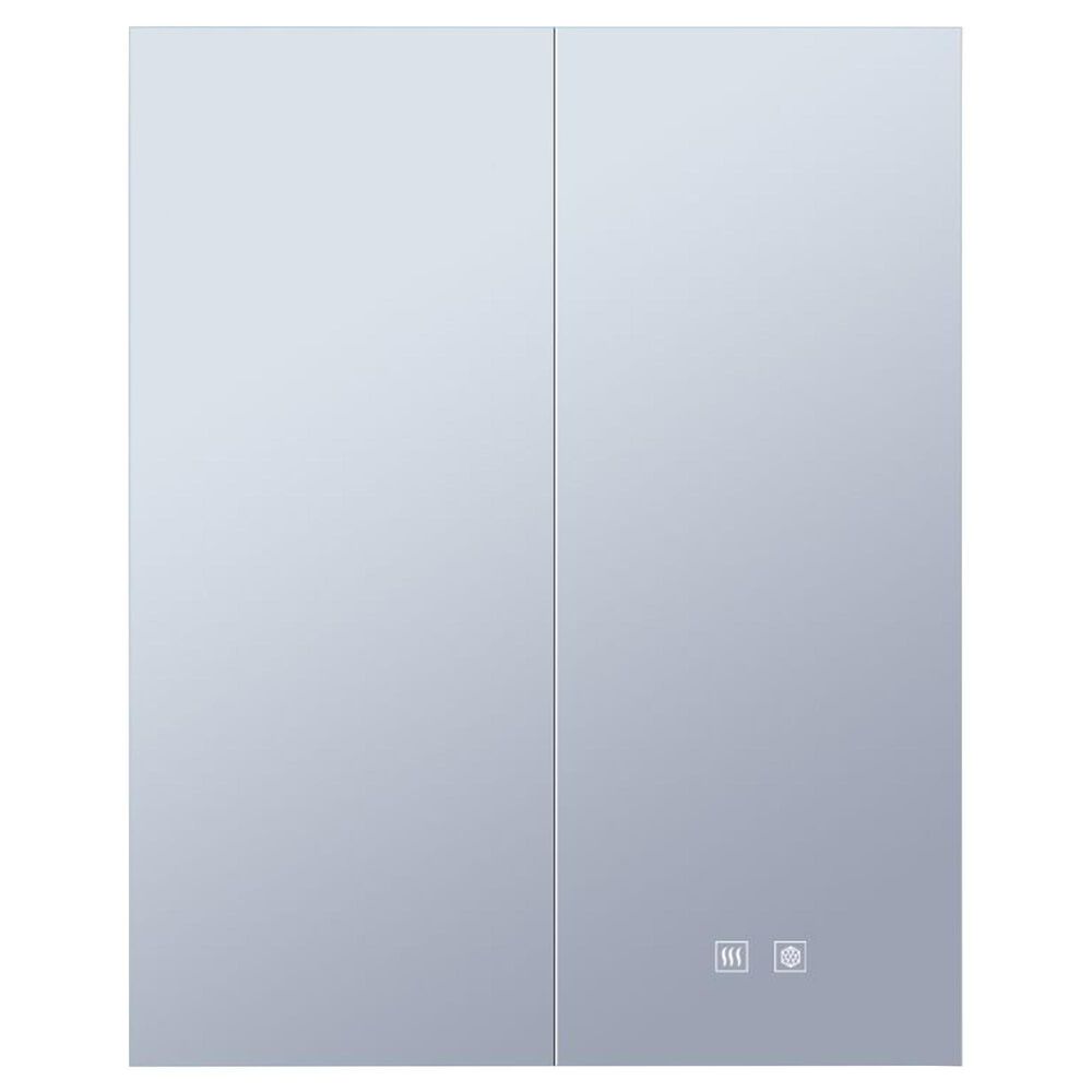 Lexora Home Corsica 24" x 30" LED Mirror Medicine Cabinet with Defogger in Aluminium, , large
