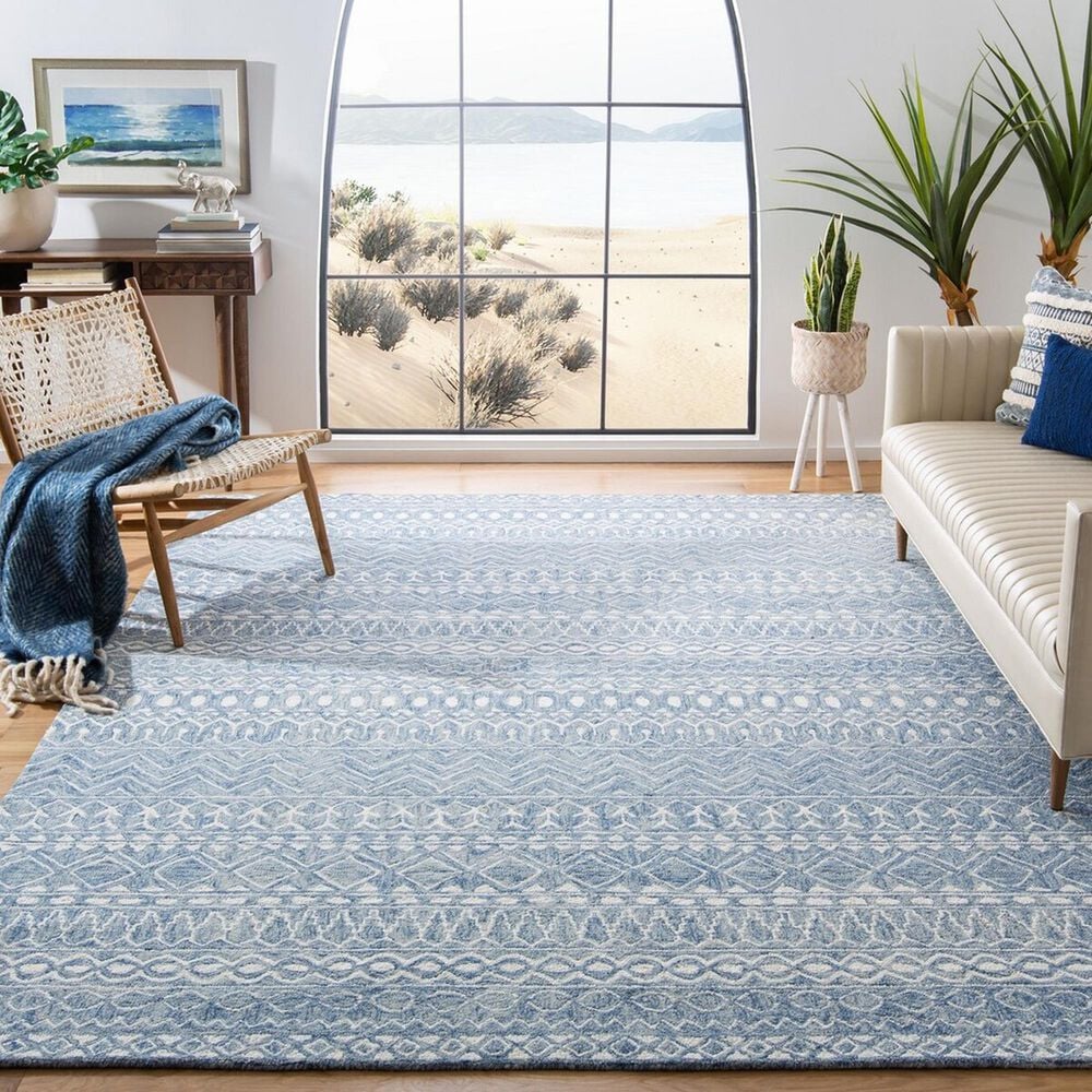 Safavieh Micro-Loop MLP502M 8&#39; x 10&#39; Blue and Ivory Area Rug, , large