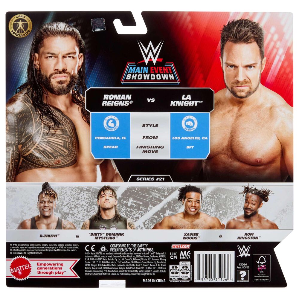 WWE Main Event Showdown Series 21 Action Figures Set - Roman Reigns and LA Knight in Multicolor, , large
