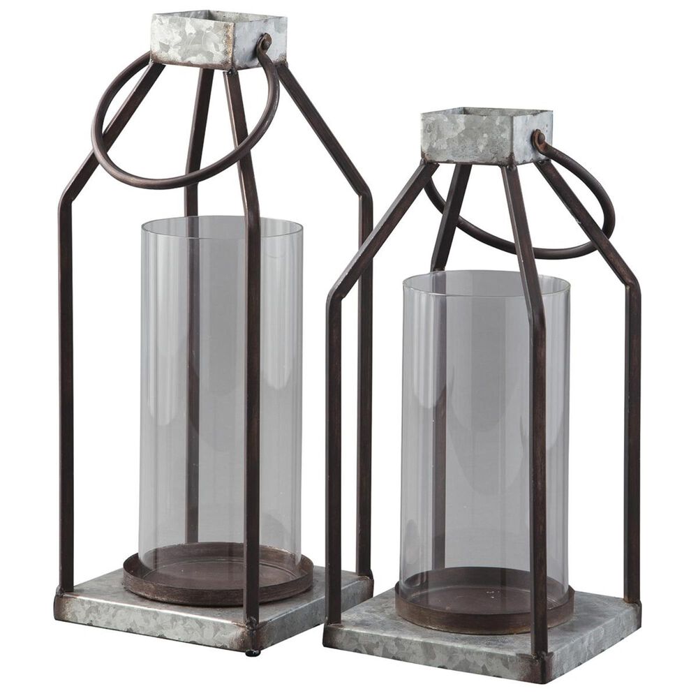 Ashley Diedrick 2-Piece Lantern Set in Gray/Black, , large