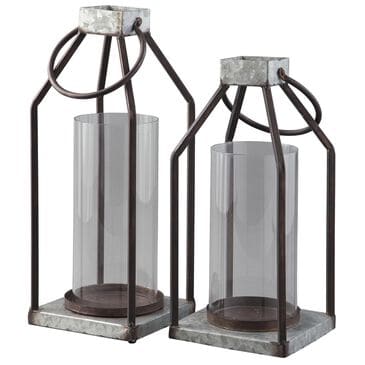 Ashley Diedrick 2-Piece Lantern Set in Gray/Black, , large