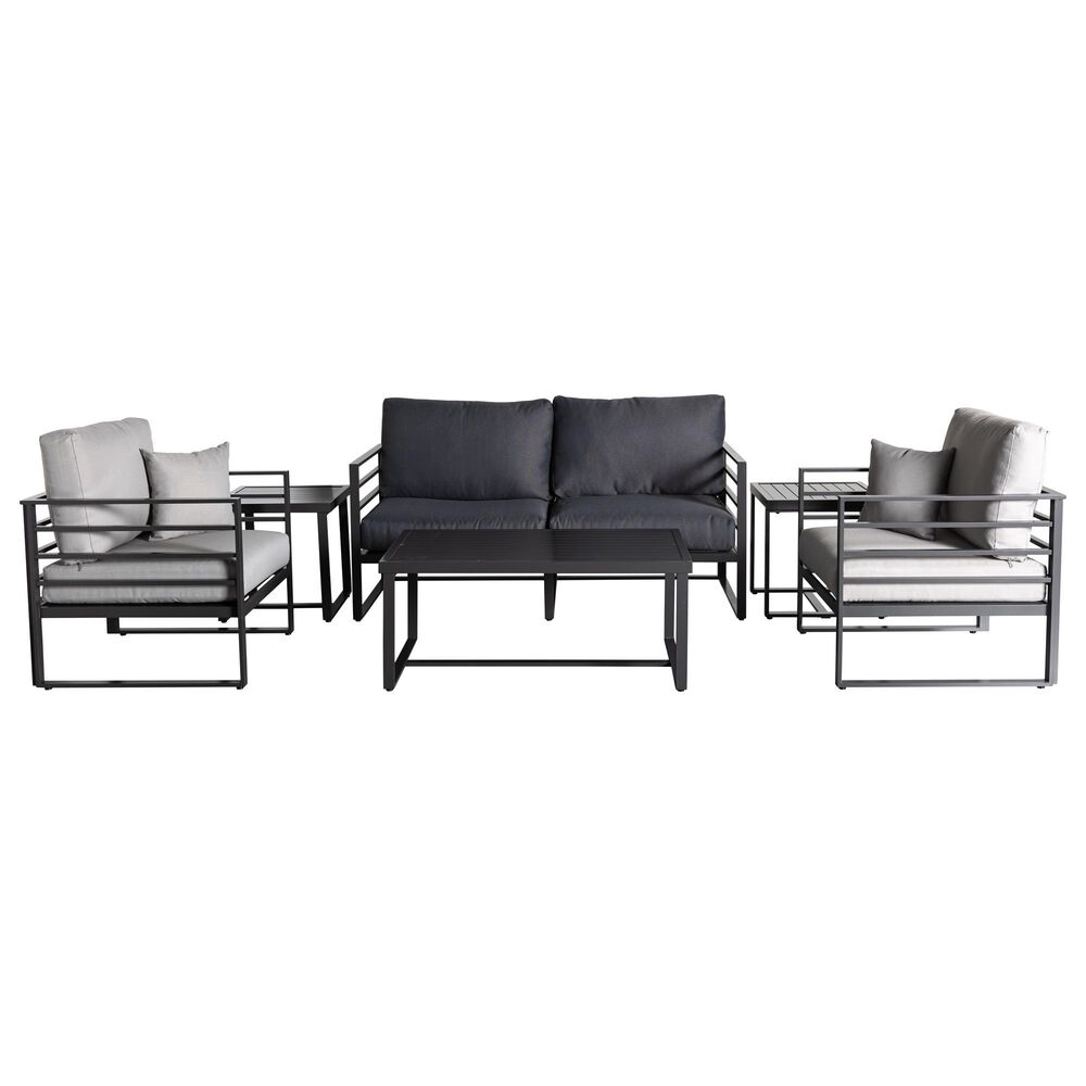 Plank and Hide Holt 5-Piece Conversation Set in Duckcloth Oyster and Graphite, , large