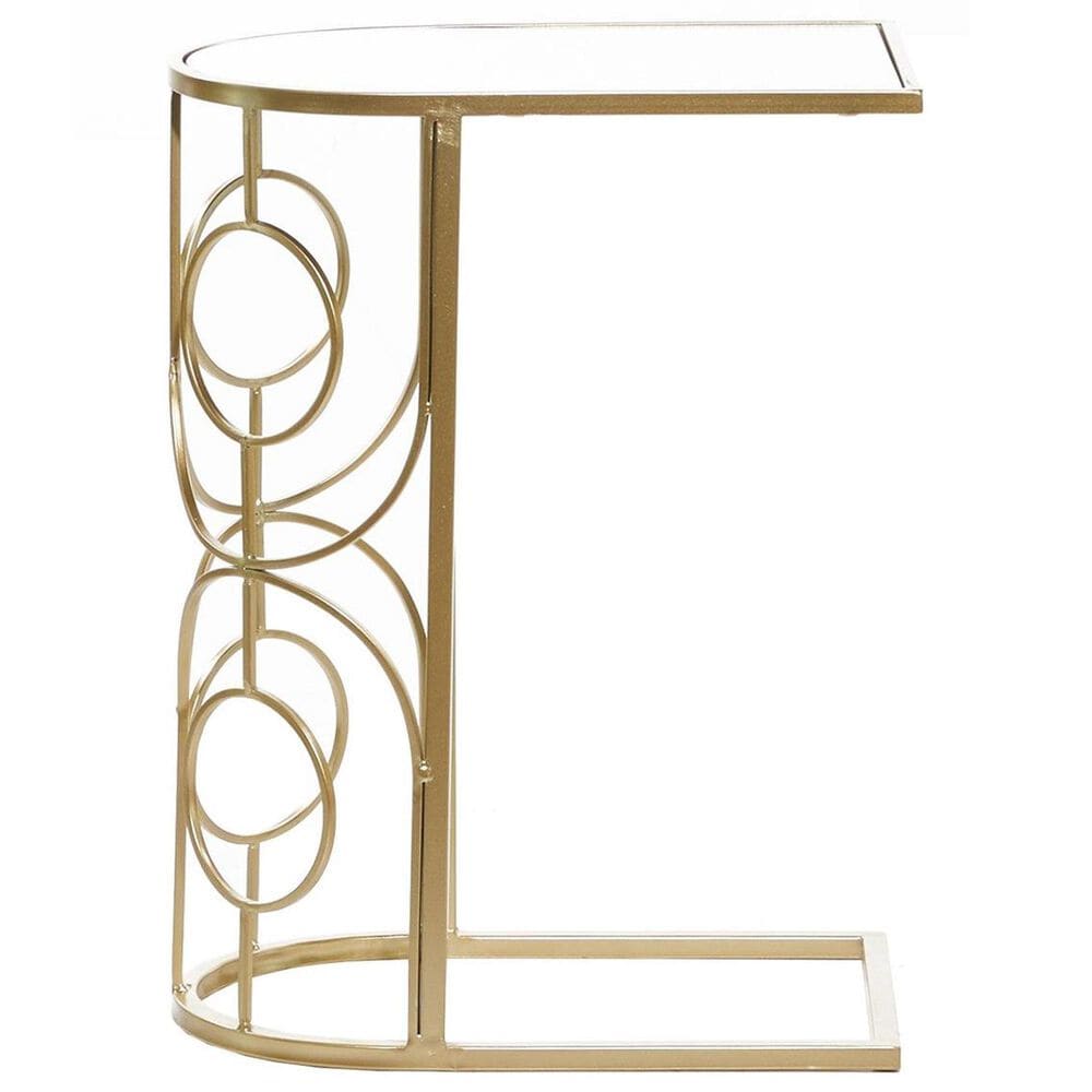 Maple and Jade Geometric End Table with Mirrored Glass Top in Gold, , large