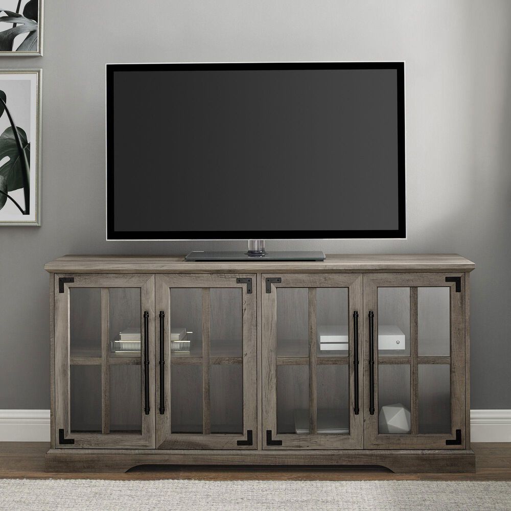 Walker Edison Abigail 58&quot; TV Stand in Grey Wash, , large