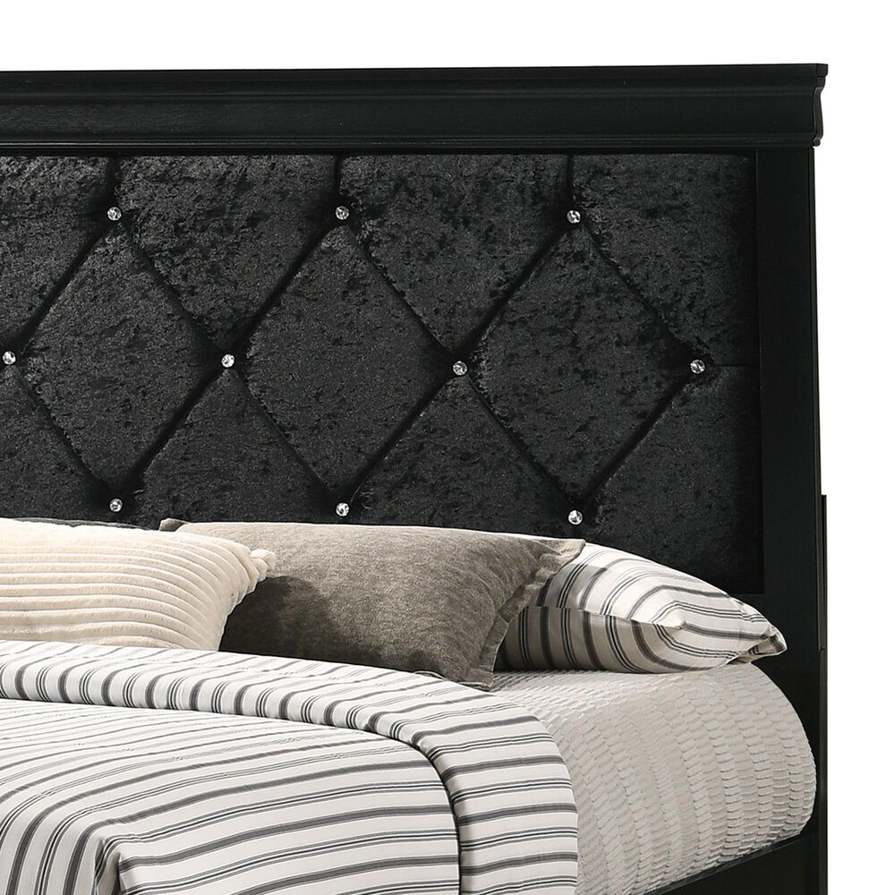 Crown Mark Amalia Full Upholstered Panel Bed in Black, , large
