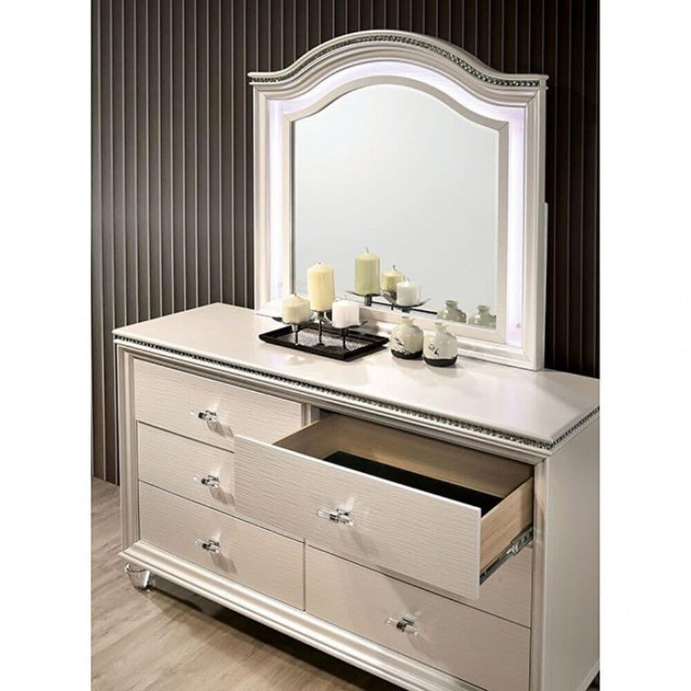 Furniture of America Allie 4-Piece Twin Bedroom Set in Pearl White, , large