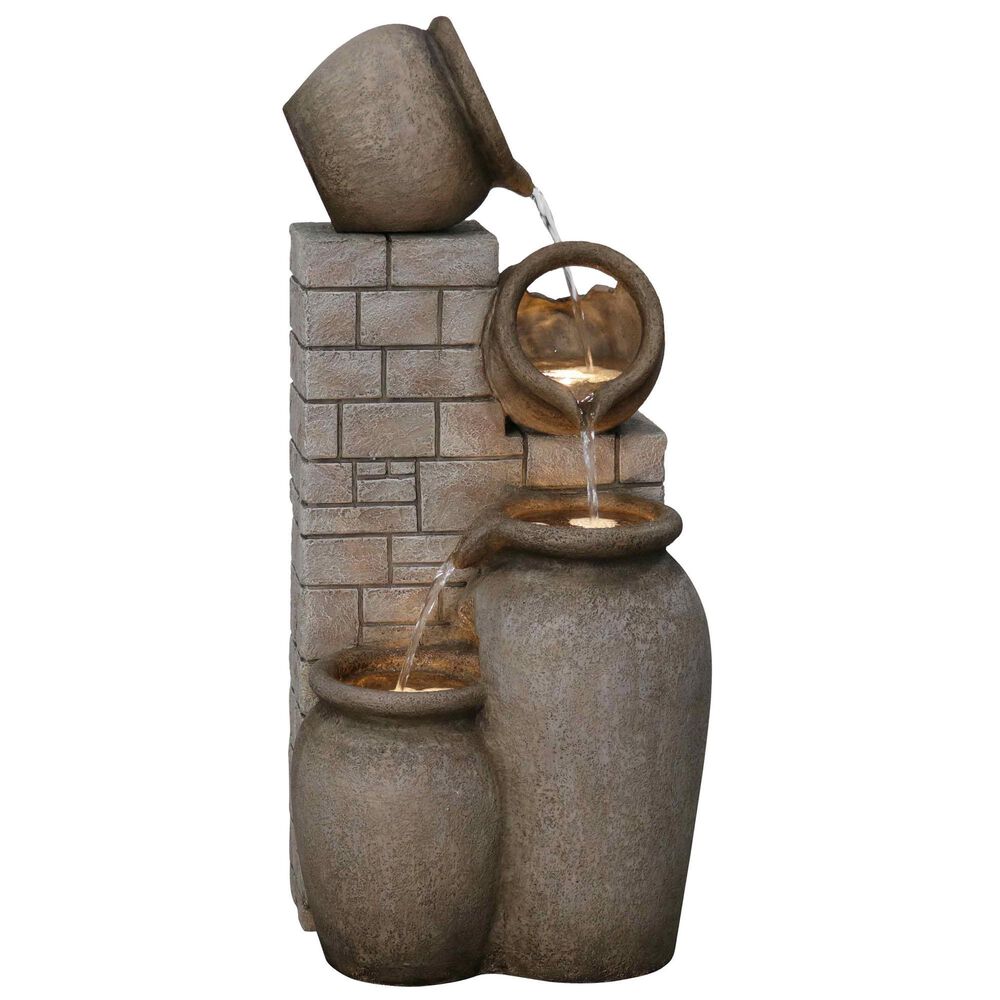 Alfresco Home Lincoln Resin Fountain with Lights in Tan, , large
