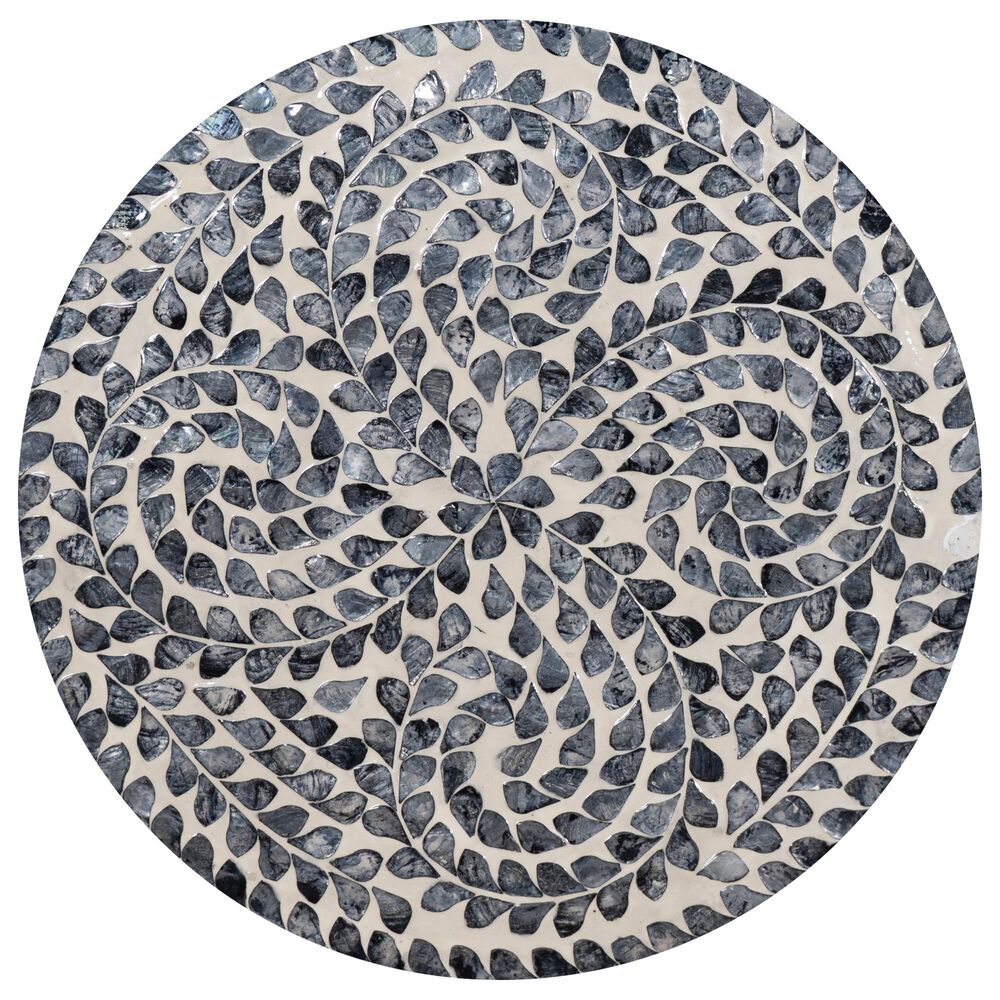 Linon Home Decor Padget Capiz Round Side Table in Black, , large