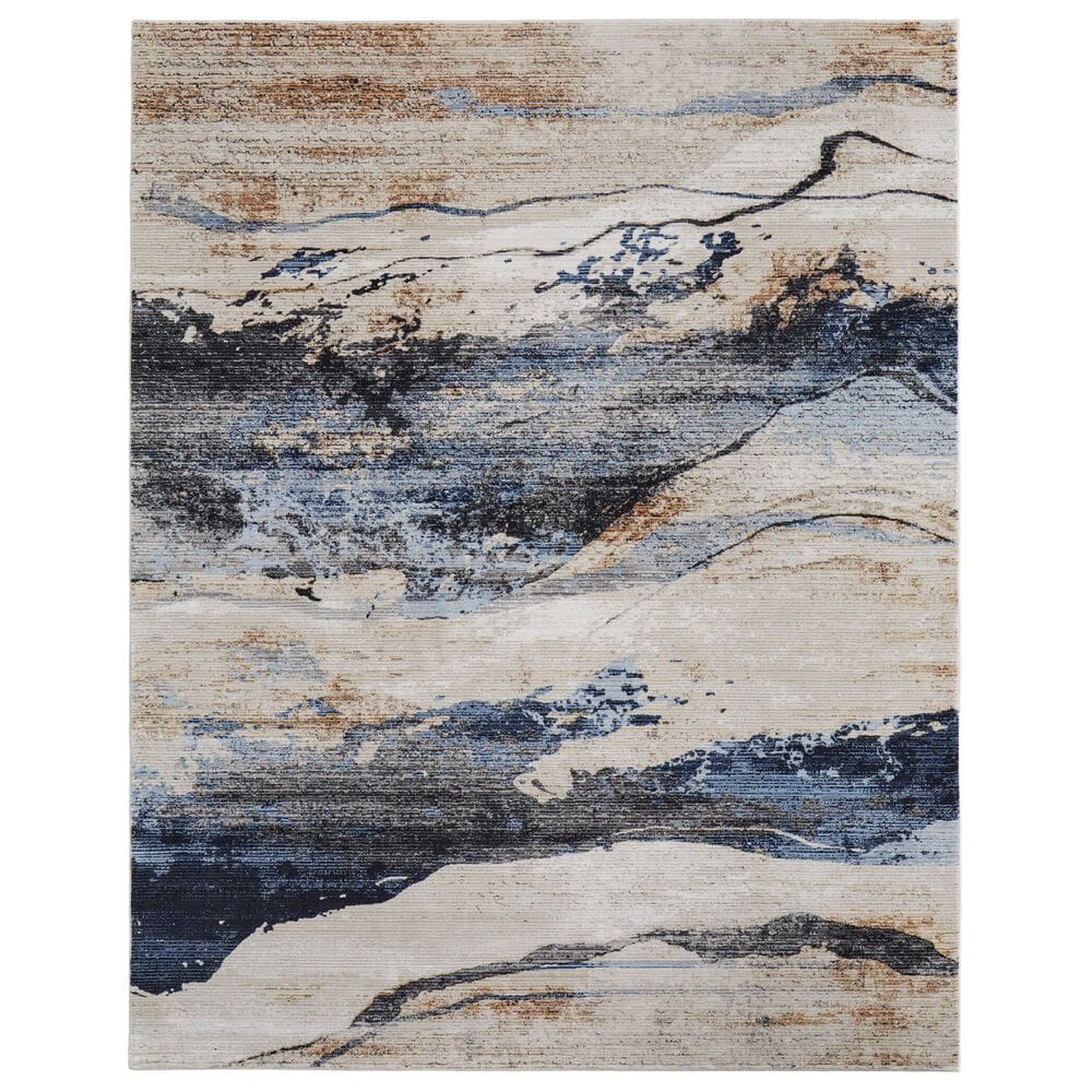 Feizy Sonora 7"10" x 10"3" Ivory and Blue Area Rug, , large
