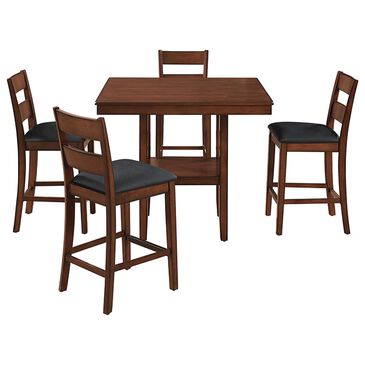 Valor Living Carlson 5-Piece Square Counter Height Dining Set in Walnut, , large