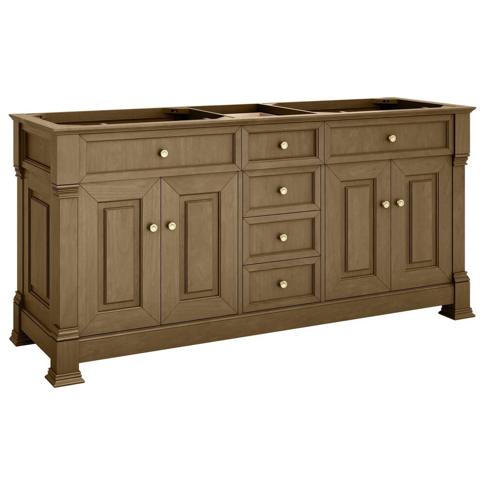 James Martin Vanities Brookfield 72&quot; Double Bathroom Vanity in Honey Oak with 3cm Ethereal Noctis Quartz Top and Rectangular Sinks, , large