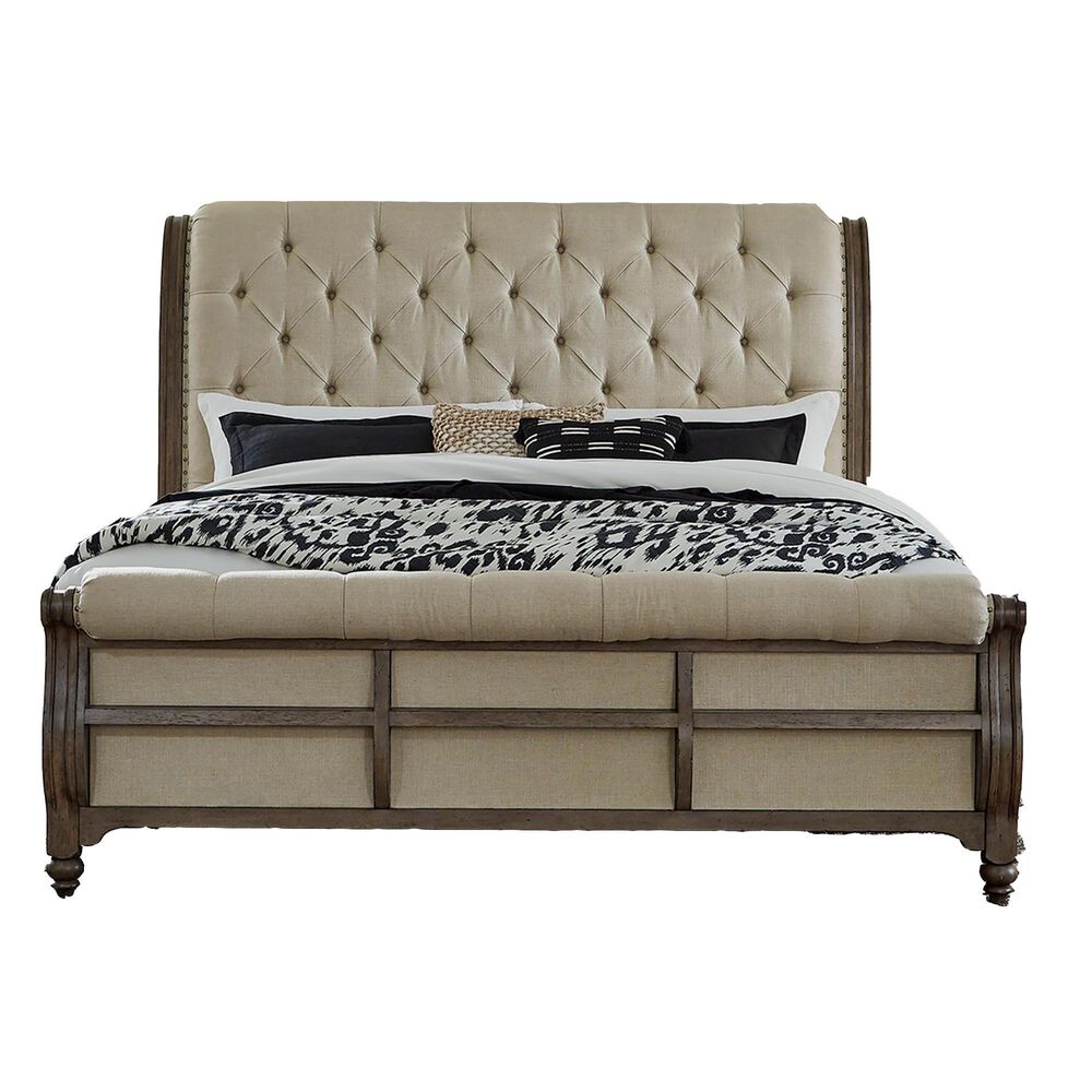 Belle Furnishings Americana Farmhouse Queen Sleigh Bed in Dusty Taupe, , large
