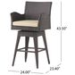 Hearth and Haven Modern Outdoor Swivel Bar Stool in Brown, , large