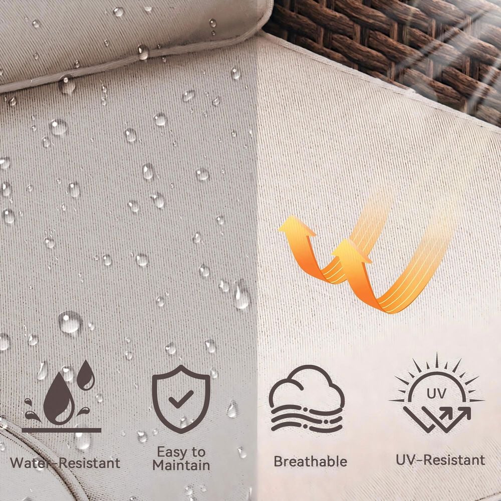 Sunwell Garden 8-Piece Patio Chat Set with Side Table in Beige, , large