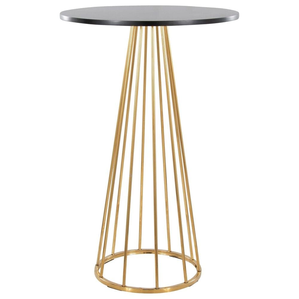 LumiSource Canary Bar Table in Gold Metal and Black Wood, , large