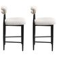 Morden Fort 26" Armless Counter Stool with White Boucle Fabric in Black and Gold (Set of 2), , large